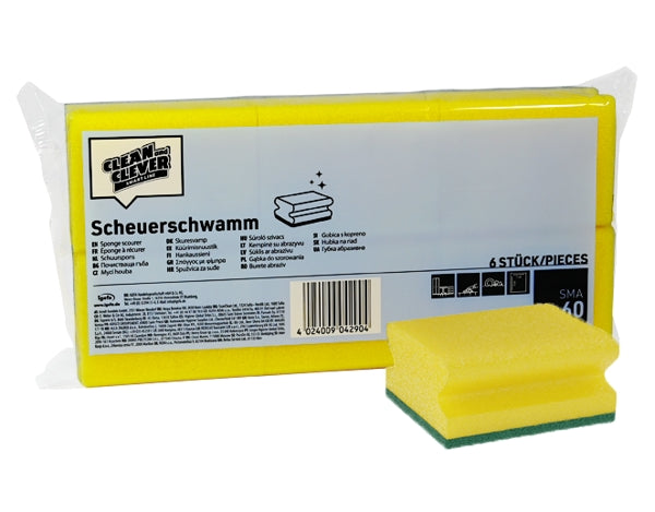 CLEAN and CLEVER Scheuerschwamm SMA 60 gelb/grün 1 Pack à 6 Stk.