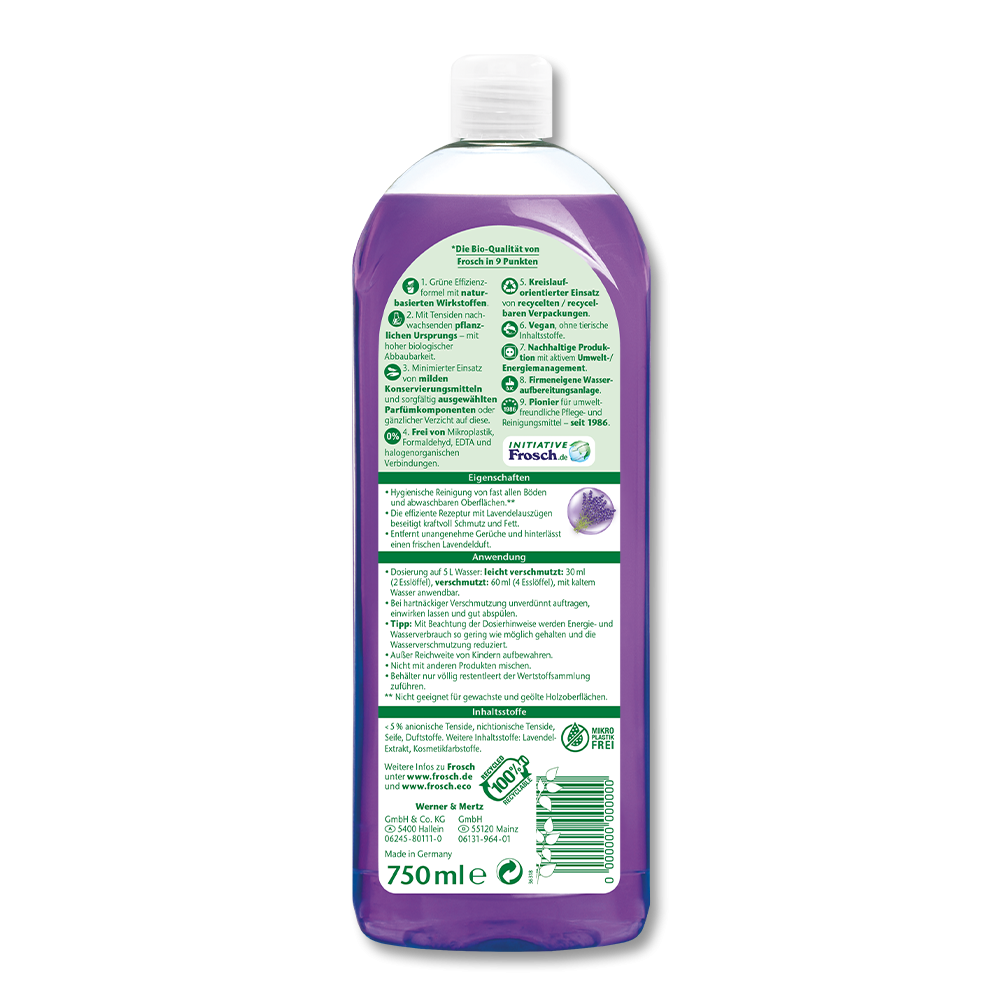 Flasche Frosch Lavendel Universal Reiniger mit lila Etikett – kraftvoller Allzweckreiniger mit Lavendelduft