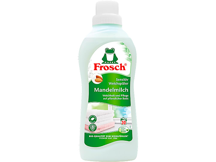 Flasche Frosch Weichspüler Mandelmilch für 30 Waschgänge, umweltfreundlich verpackt