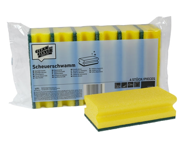 CLEAN and CLEVER Scheuerschwamm SMA 60 gelb/grün  1 Pack à 6 Stk.