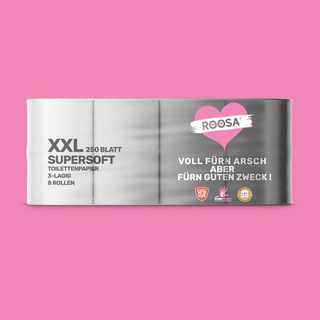ROOSA® Toilettenpapier, XXL Supersoft, Weiss 8 Rolle à 250 Blatt
