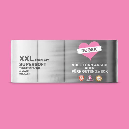 ROOSA® Toilettenpapier, XXL Supersoft, Weiss 8 Rolle à 250 Blatt